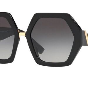 Valentino Black and Gold Hexagonal Sunglasses Bold Design- NWOT 💛